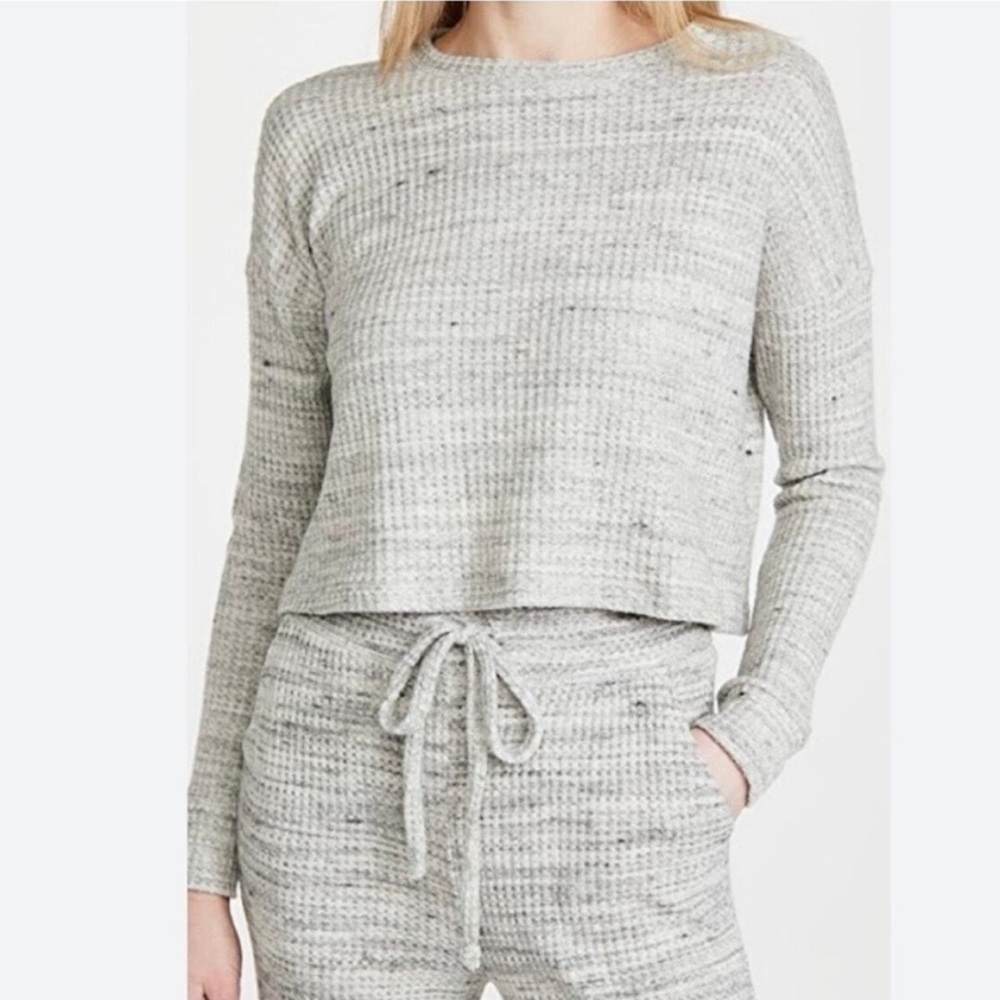Beyond Yoga XL Gray Textured Knit Cropped PulloverTop